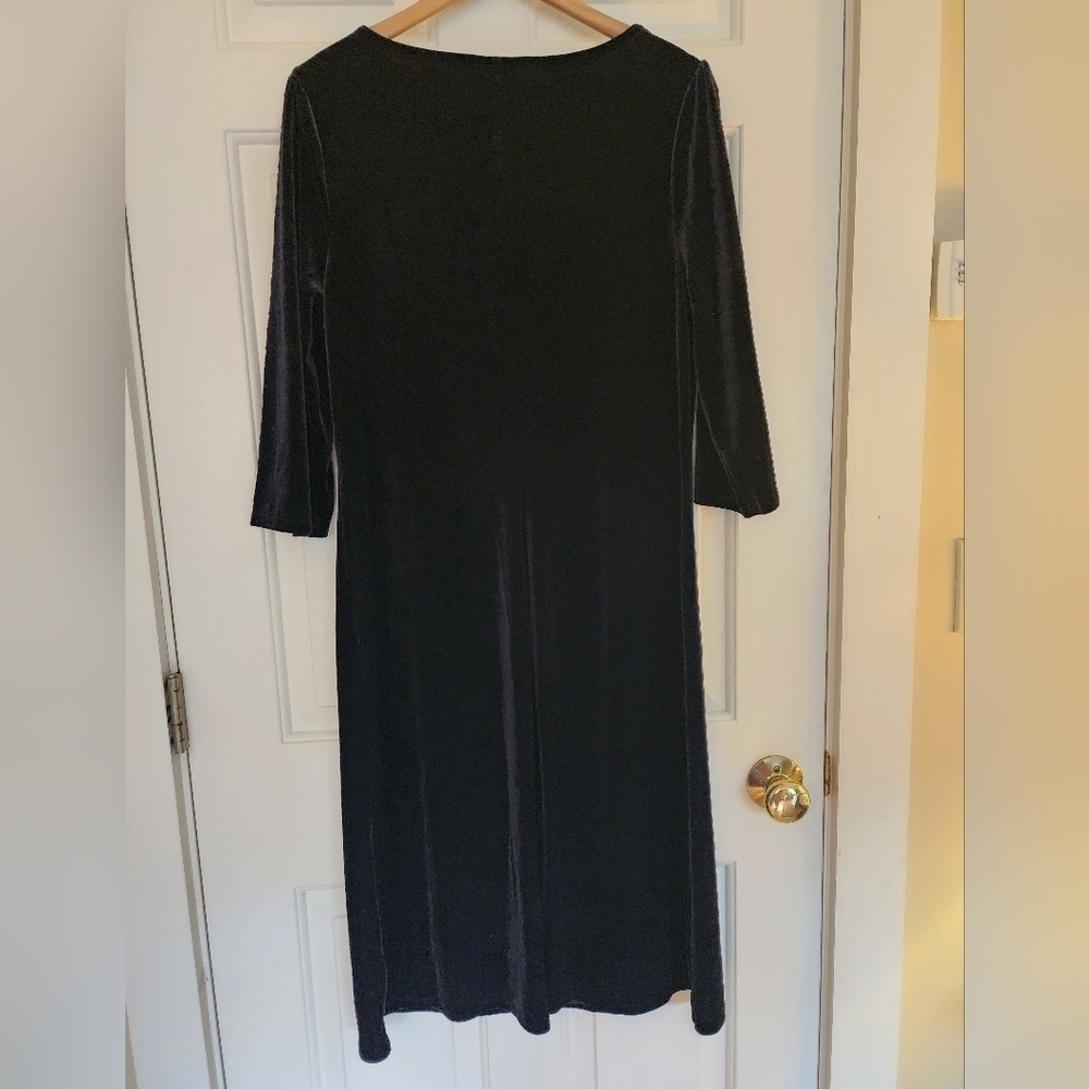 Jjill black velvet dress poly spandex size medium whimsigoth witchy party - Picture 10 of 12